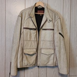 Vintage Marciano Guess Crackle Leather Bomber Jacket